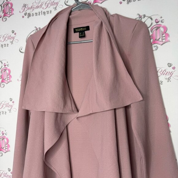 Revamped coat jacket cardigan wrap with waist tie belt dusty rose blush pink - Picture 8 of 12